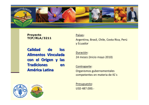 FAO - Proyecto TCP/RLA/3211 Calidad de los Alimentos Vinculada