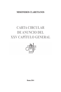CARTA CIRCULAR DE ANUNCIO DEL XXV CAPÍTULO GENERAL