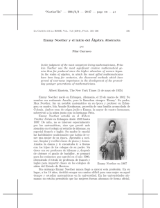 Emmy Noether y el inicio del ´Algebra Abstracta