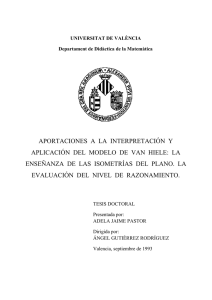 Jaime, A. (1993): Aportaciones a la int. y apl. del modelo de Van Hiele