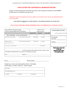 application for confidential marriage record