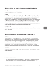 China y África: un espejo distante para América Latina1 China and