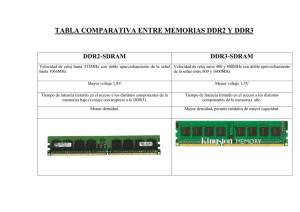 Tabla comparativa entre memorias DDR2, SDRAM y LA