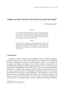Sobre laS relacioneS gramaticaleS del buglere1 J. Diego Quesada*