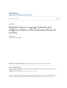 Margarita Zamora. Language, Authority, and Indigenous History in