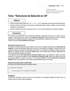 Tema: “Estructuras de Selección en C#”.