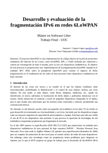 Desarrollo y evaluación de la fragmentación IPv6 en redes 6LoWPAN