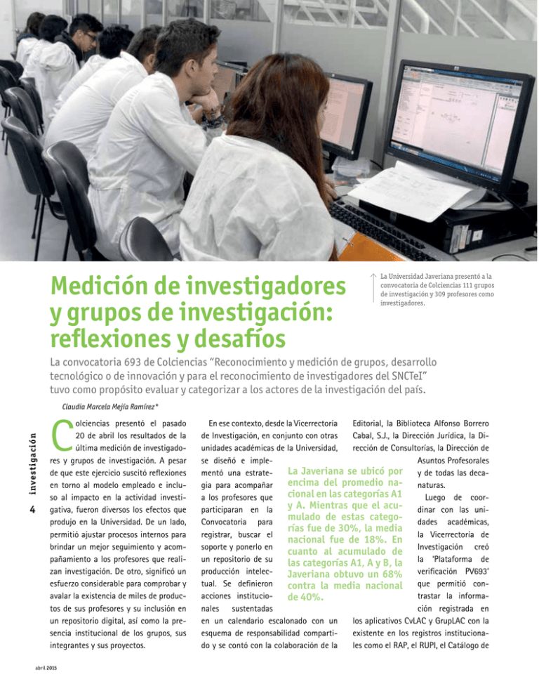 Medición de investigadores y grupos de investigación