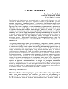 Se necesitan Maestros, A. Pérez Esclarín, 2001