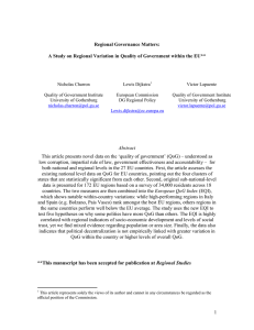 APSA Paper: QoG at the Regional Level in the European Union