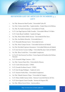REVIEWERS LIST OF ARTICLES IN NUMBERS 4, 5 and 6