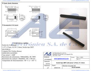 Socket de 2x30 pines. 1.27*1.27mm, ALTO: 3.4mm, Socket tipo SMT