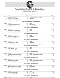Puntos Individuales Grand Prix de Natación Masters, Primera Etapa