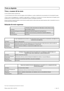 Tesis en depósito Vista y examen de las tesis: Relación de tesis