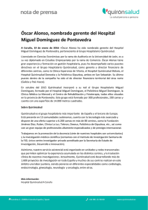 Óscar Alonso, nombrado gerente del Hospital Miguel Domínguez de