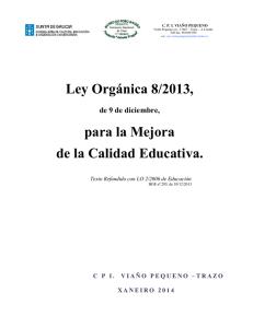 Ley Orgánica 8/2013, para la Mejora de la Calidad Educativa.