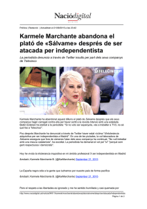Karmele Marchante abandona el plató de «Sálvame» després de
