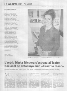 L`actriu Marta Tricuera s`estrena al Teatre Nacional de Catalunya