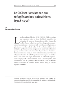 Le CICR et l`assistance aux réfugiés arabes palestiniens (1948