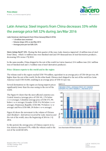 Latin America: Steel imports from China decreases 33% while the