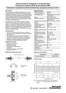 Transceiver cilíndrico RFID 30 mm Boletín 56RF