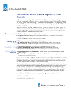 Declaración de Política de Salud, Seguridad y Medio