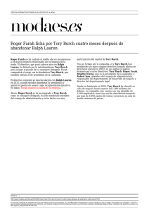 Roger Farah ficha por Tory Burch cuatro meses