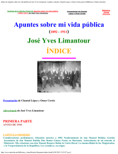 Indice de Apuntes sobre mi vida publica de Jose Yves Limantour
