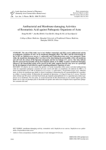 Antibacterial and Membrane-damaging Activities of Rosmarinic Acid
