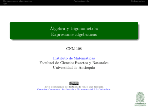 Expresiones algebraicas - Universidad de Antioquia