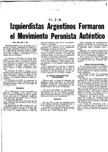 Izquierdistas Argentinos Formaron el Movimiento Peronista Auténtico