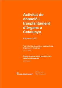 Activitat de donació i trasplantament a Catalunya, 2013