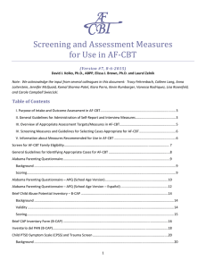 Screening and Assessment Measures for Use in AF-CBT