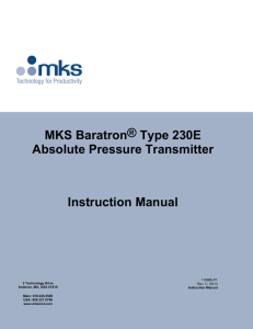 230E Baratron® Absolute Pressure/Vacuum Transmitter Manual