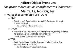 Indirect Object Pronouns Los pronombres de los complementos