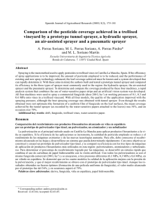 Comparison of the pesticide coverage achieved in a trellised