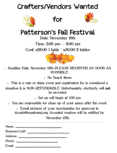 Crafters/Vendors Wanted for Patterson`s Fall Festival