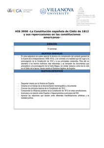 HIS 3950 La Constitución de Cádiz de 1812 y sus repercusiones en