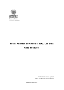 Tesis: Anexión de Chiloé (1826). Los Diez Años después.