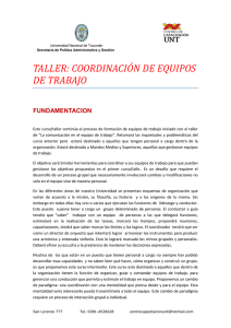 TALLER: COORDINACIÓN DE EQUIPOS DE TRABAJO