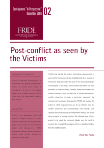 Post-conflict as seen by the Victims