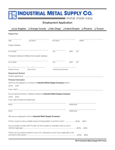 Employment Application - Industrial Metal Supply