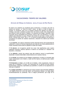 VACACIONES: TIEMPO DE VALORES