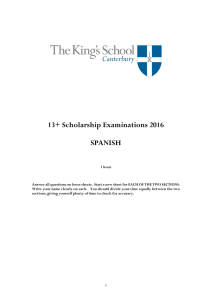 13+ Scholarship Examinations 2016 SPANISH