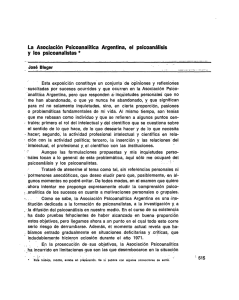 La Asociación Psicoanalítica Argentina, el psicoanálisis y los