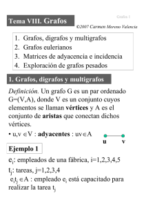 Tema VIII. Grafos 1. Grafos, digrafos y multigrafos 2. Grafos