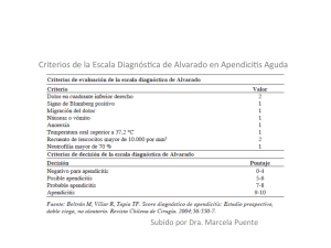 Criterios de la Escala Diagnós ca de Alvarado en Apendici s Aguda