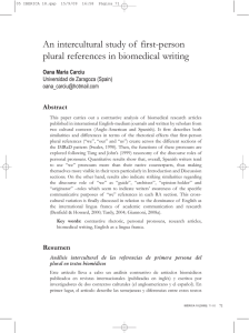 An intercultural study of first-person plural references in biomedical