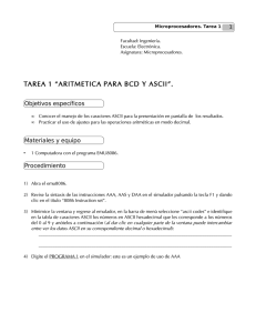 TAREA 1 “ARITMETICA PARA BCD Y ASCII”.