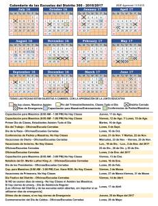 Calendario de las Escuelas del Distrito 300
